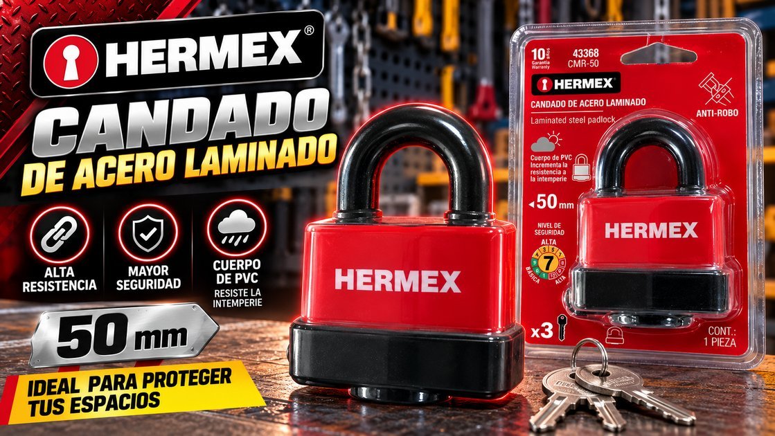 Candado de acero laminado Hermex 50 mm