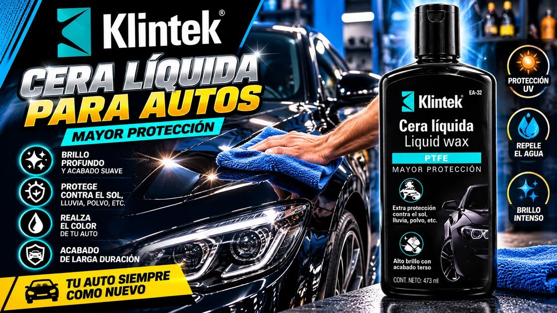 Cera líquida para autos Klintek con PTFE, 473 ml, mayor protección