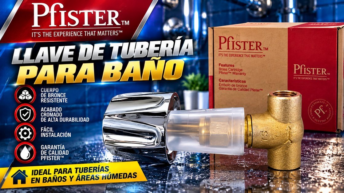 Llave de tubería para baño Pfister con cuerpo de bronce y manija cromada
