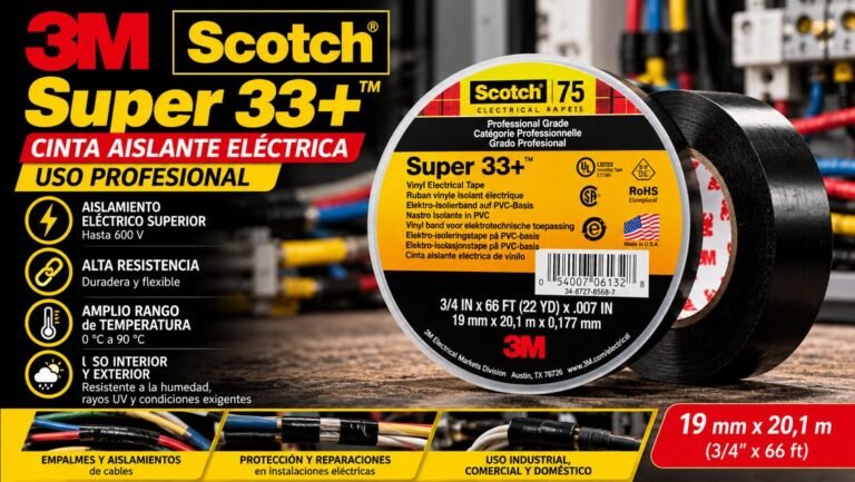 Tape 3M Scotch Super 33+, cinta aislante profesional 19 mm × 20,1 m